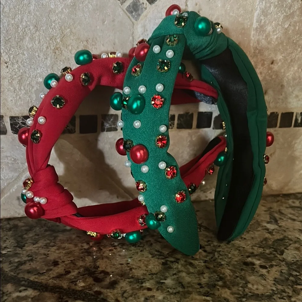 Festive holiday Red and Green Embellished Headbands - Picture 1 of 4